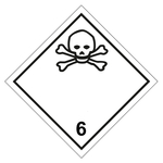 Gefahrzettel, Gefahrgutaufkleber Klasse 6.1 Giftige Stoffe, Folie, 100 x 100 mm, 500 Stück/Rolle