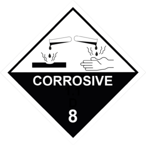 Gefahrgutaufkleber Klasse 8 tzende Stoffe mit Zusatztext CORROSIVE