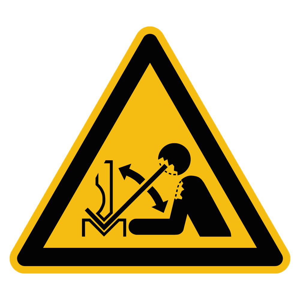 Warnzeichen "Warnung vor hochschnellendem Werkstck in einer Presse" DIN EN ISO 7010-W032