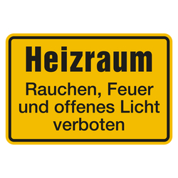 Hinweisschild "Heizraum - Rauchen, Feuer und offenes Licht verboten" Aluminium