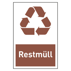 Recycling-Aufkleber "Restmll" Folie, 100 x 150 mm