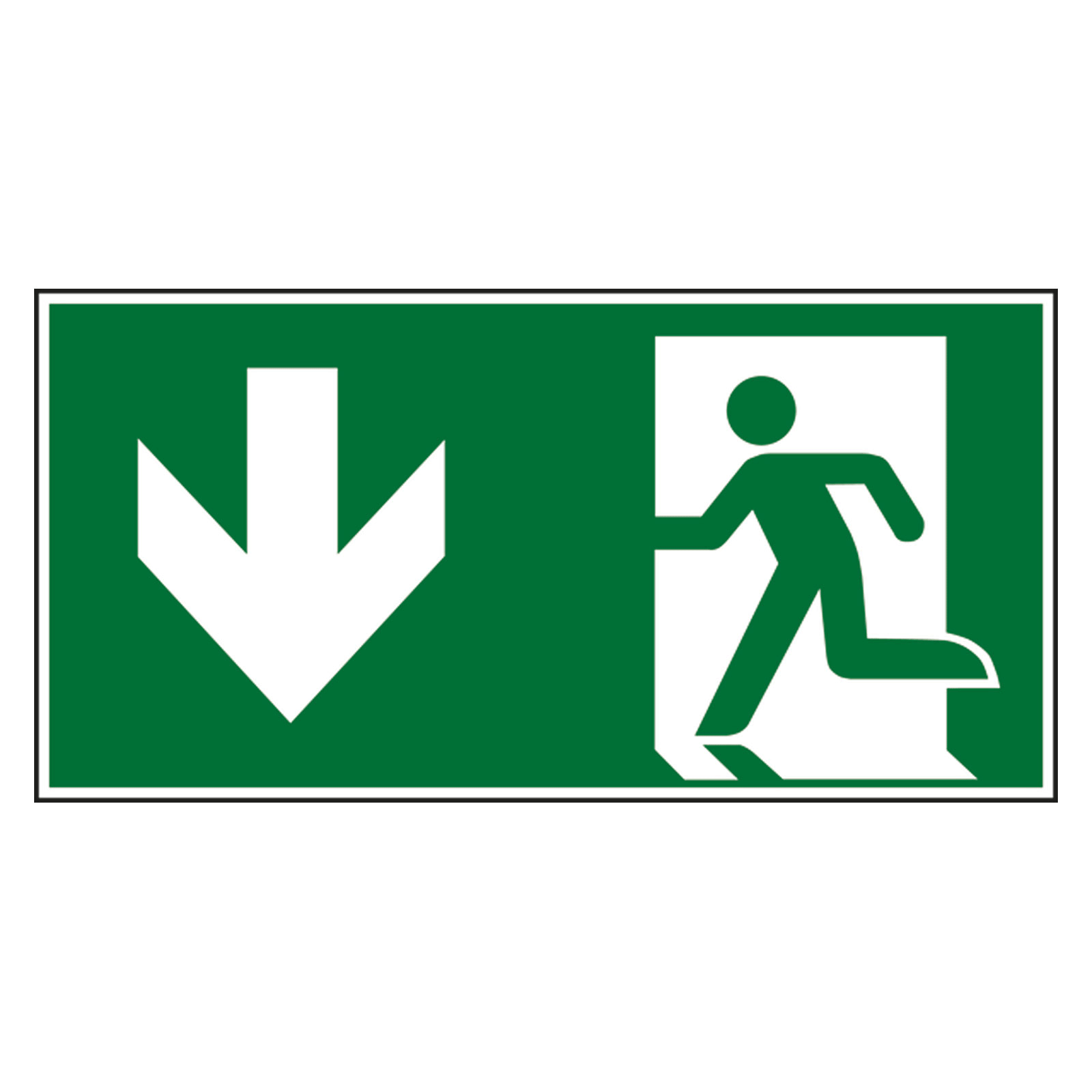 Fluchtwegschild Rettungsweg/Notausgang abwrts DIN EN ISO 7010