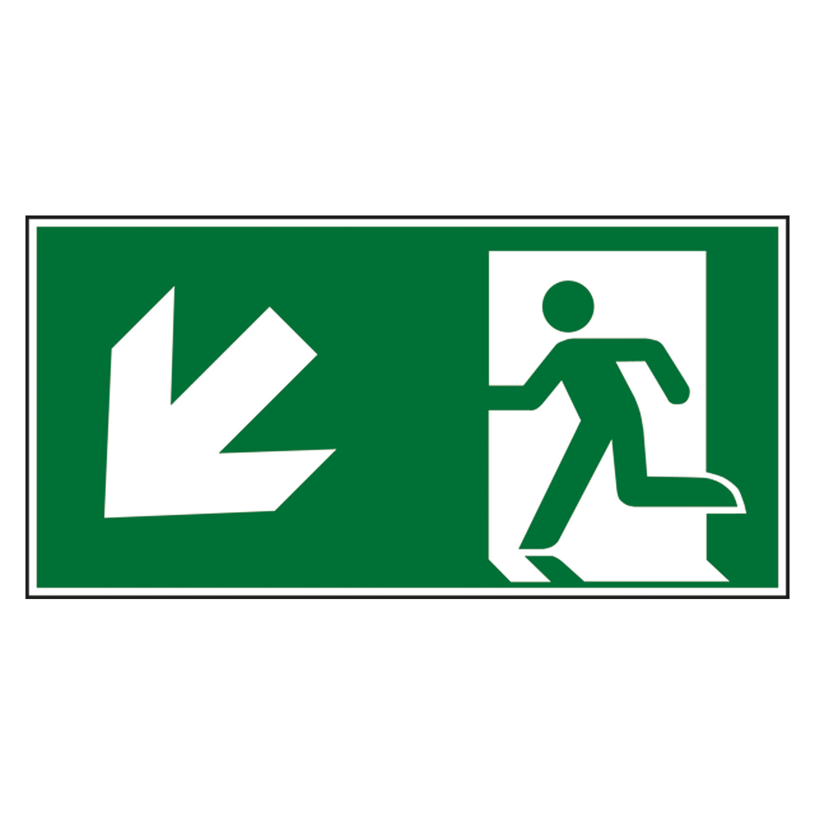 Fluchtwegschild Rettungsweg/Notausgang links abwrts DIN EN ISO 7010