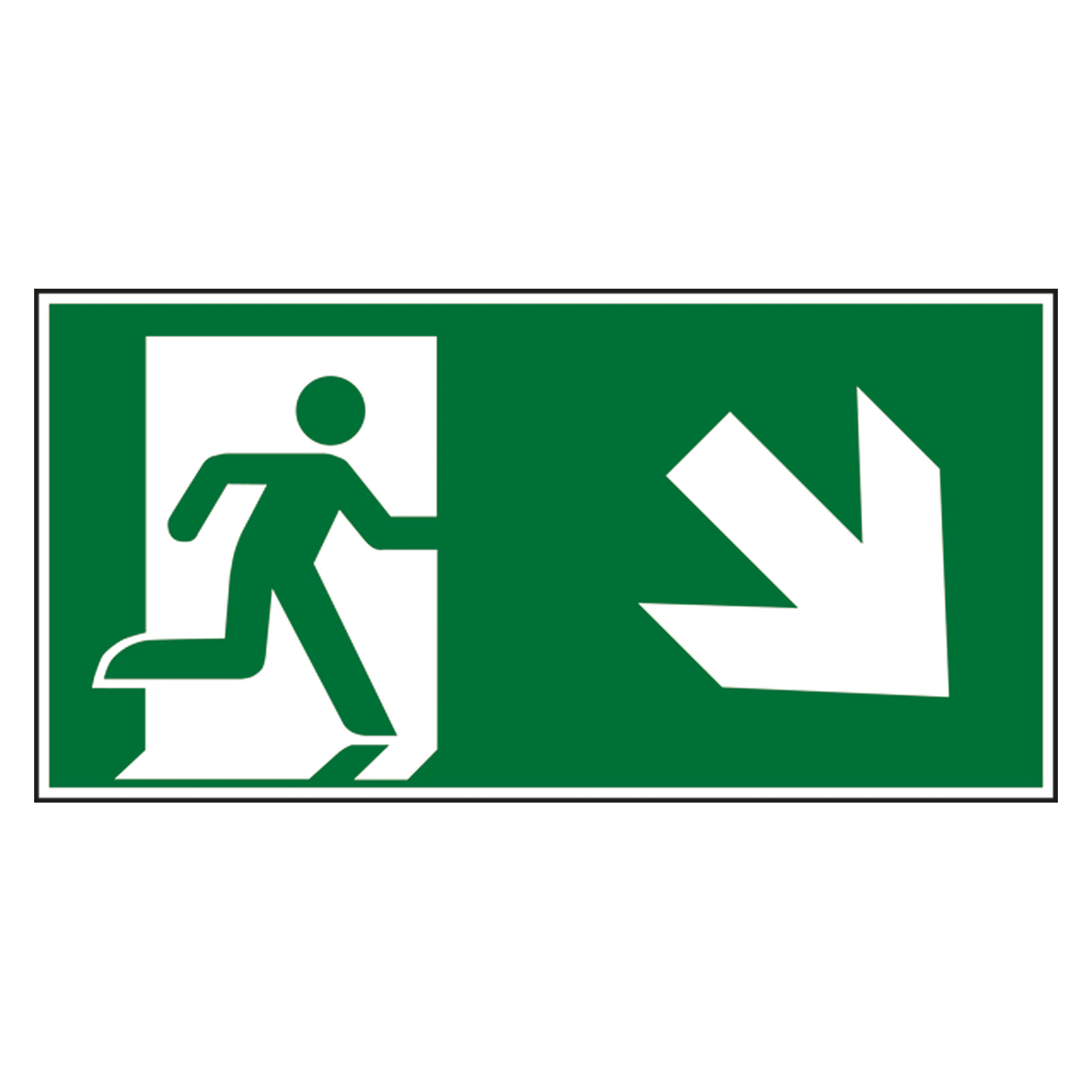 Fluchtwegschild Rettungsweg/Notausgang rechts abwrts DIN EN ISO 7010