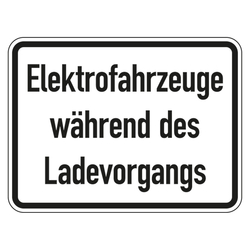 Verkehrszusatzzeichen "Elektrofahrzeuge whrend des Ladevorgangs" VZ 1050-32, Aluminium 2 mm, reflektierend RA1, 420 x 315 mm