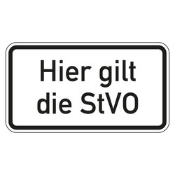 Verkehrszusatzzeichen "Hier gilt die StVO", Aluminium 2 mm, reflektierend RA1