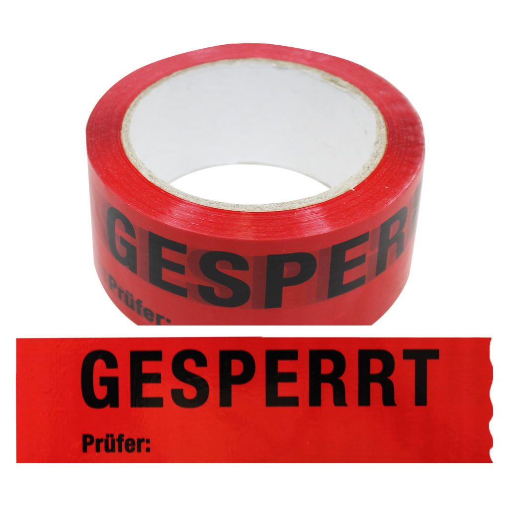 Klebeband Gesperrt Prfer, Rot, Folie, 50 mm x 66 m, 1 Rolle