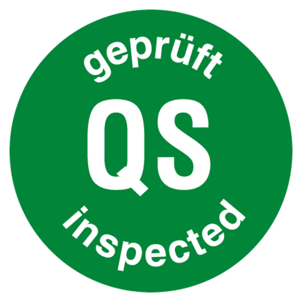 Qualittsaufkleber QS geprft inspected, Grn,  35 mm, Rund