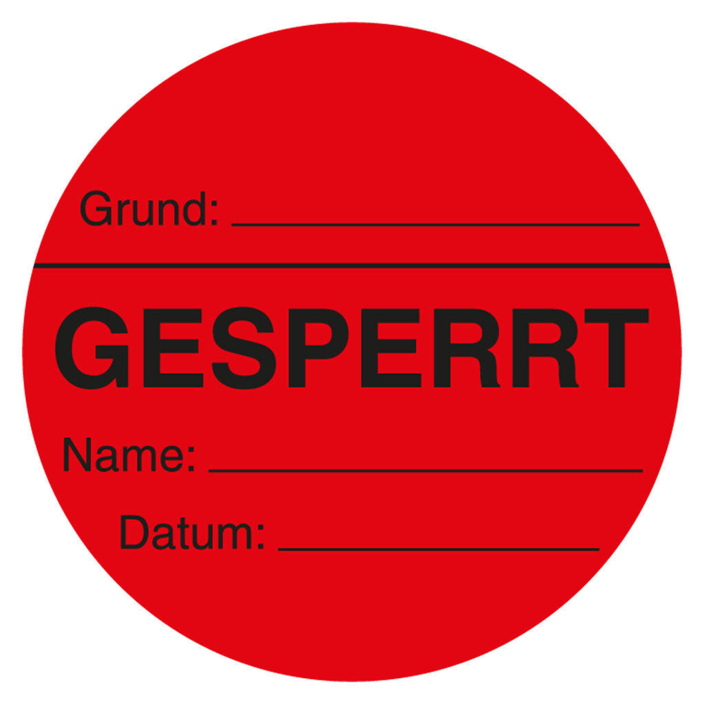 Qualittsaufkleber Gesperrt, Rot,  60 mm, Rund