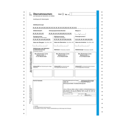 Übernahmeschein 4-fach, endlos 24 cm x 12", ohne laufende Nummerierung mit Eindruck Ihrer Stammdaten 500er Karton