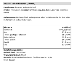 2er Pack Bautzner Senf mittelscharf im Eimer (2 x 1000 ml)