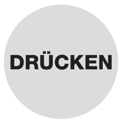 Türetikett / Aufkleber "Drücken" silber