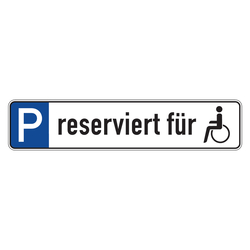 Parkplatzreservierungsschild "reserviert für Rollstuhlfahrer" Aluminium 520 x 110 mm