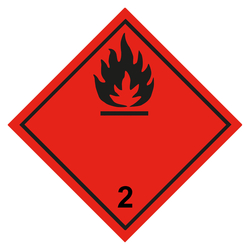 Gefahrzettel, Gefahrgutaufkleber Klasse 2.1 Entzündbare Gase, Flamme Schwarz, in verschiedenen Größen und Materialien