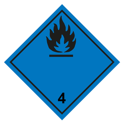 Gefahrzettel, Gefahrgutaufkleber Klasse 4.3 Stoffe, die mit Wasser entzündliche Gase bilden, Flamme Schwarz, in verschiedenen Größen und Materialien