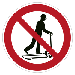 Verbotszeichen "Rollerfahren auf Handhubwagen verboten" praxiserprobt