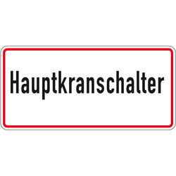 Kranschild "Hauptkranschalter" Aluminium 350 x 185 mm