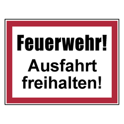 Feuerwehrzeichen Feuerwehr Ausfahrt freihalten DIN 4066 Aluminium geprägt 400 x 300 mm Einzelschild