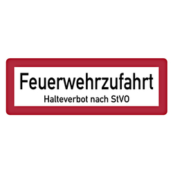 Feuerwehrzeichen Feuerwehrzufahrt Halteverbot nach StVO DIN 4066 Aluminium 2 mm 594 x 210 mm Einzelschild