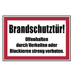 Feuerwehrzeichen Brandschutztür! Offenhalten durch Verkeilen verboten DIN 4066