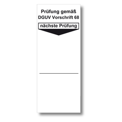 Grundplakette weiß 40 x 100 mm "Prüfung gemäß DGUV Vorschrift 68, nächste Prüfung" 100er Rolle