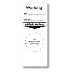 Grundplakette weiß 40 x 80 mm "Wartung am, durch, nächste Wartung" 50er Pack