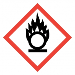 GHS-Symbol 03 Flamme über Kreis - entzündend wirkende Stoffe 100 mm x 100 mm 500er Rolle