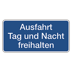 Hinweisschild "Ausfahrt Tag und Nacht freihalten" Aluminium 350 x 170 mm