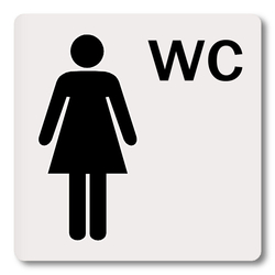 Schild "WC" mit Damen-Symbol Aluminium selbstklebend 60 x 60 mm