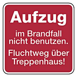 Brandschutzzeichen Aufzug im Brandfall nicht benutzen Fluchtweg über Treppenhaus