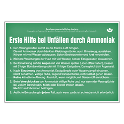 Hinweisschild "Erste Hilfe bei Unfällen durch Ammoniak" Aluminium geprägt 430 x 300 mm