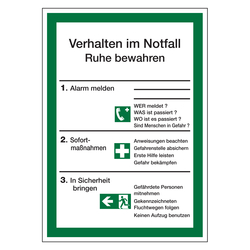 Verhalten im Notfall - Ruhe bewahren in verschiedenen Materialien