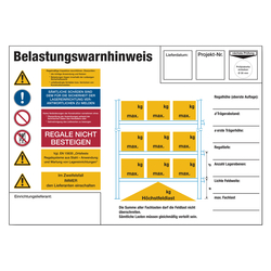 Belastungswarnhinweis Palettenregal aus Aluminium 420 x 297 mm