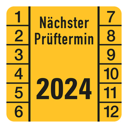 Jahresprüfplaketten 30 x 30 mm "Nächster Prüftermin" aus PVC-Folie 10 Stück/Bogen