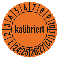 Prüfplaketten orange Ø 30 mm "kalibriert" 10 Stück/Bogen