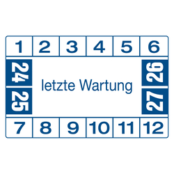 Prüfplaketten weiß 40 x 25 mm "letzte Wartung" aus PVC-Folie 10 Stück/Bogen