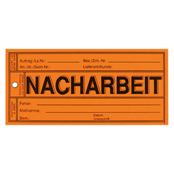 Anhänge-Etiketten Nacharbeit, Orange, Karton, 150 x 70 mm, Rechteckig, 500 Stück/Pack