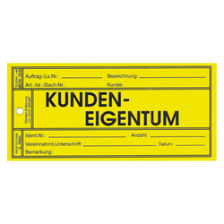 Anhänge-Etiketten Kundeneigentum, Gelb, Karton, 150 x 70 mm, Rechteckig, 500 Stück/Pack