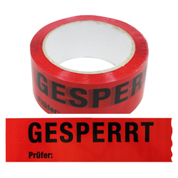 Klebeband Gesperrt Prüfer, Rot, Folie, 50 mm x 66 m, 1 Rolle