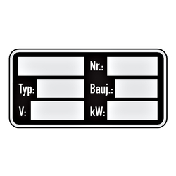Typenschild kW "Nr., Typ, Bauj., V, kW" Aufkleber 50 x 25 mm