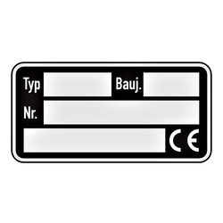 Typenschild CE "Typ, Bauj., Nr., CE" Aufkleber 50 x 25 mm 50 Stück/Pack