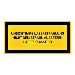 Hinweisschild "unsichtbare Laserstrahlung Nicht dem Strahl aussetzen Laser Klasse 3B"