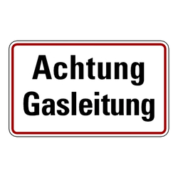 Hinweisschild "Achtung Gasleitung" Aluminiumschild 200 x 120 mm