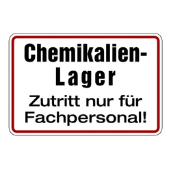 Hinweisschild "Chemikalienlager Zutritt nur für Fachpersonal!" Aufkleber