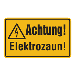 Warnschild Kombischild "Achtung! Elektrozaun!" Kunststoffschild 200 x 120 mm