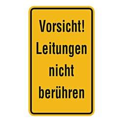 Warnschild "Vorsicht! Leitungen nicht berühren" Aluminiumschild 120 x 200 mm