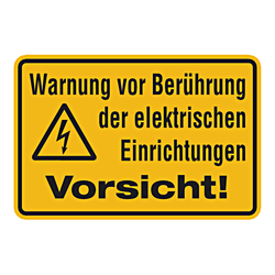 Hinweisschild "Warnung vor Berührung elektrischer Einrichtungen" Aufkleber 300 x 200 mm