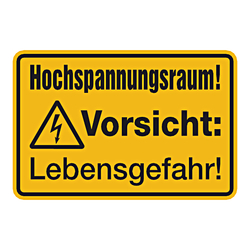 Warnschild Kombischild "Hochspannungsraum! Vorsicht Lebensgefahr!"