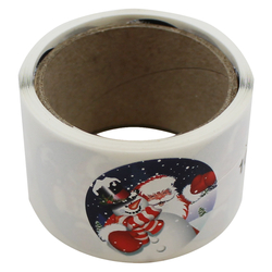 Weihnachtsaufkleber Schneemann Weihnachtsmann rund Ø 30 mm 100 Stück auf Rolle