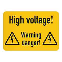 Hinweisschild Kombischild "High voltage! Warning danger!" 52 x 37 mm 10er Bogen